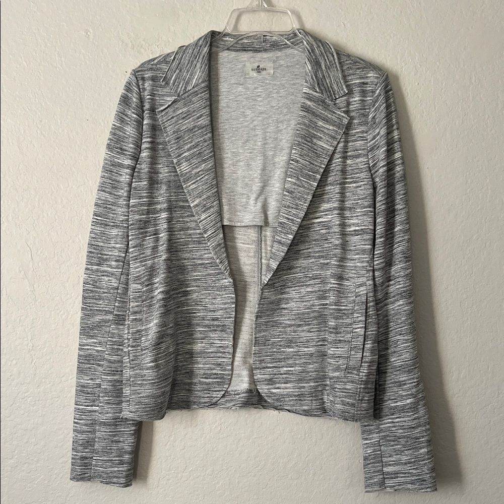 SUNDAYS by we are sundays Gray Striped Open Front Blazer Cardigan Pockets in 2